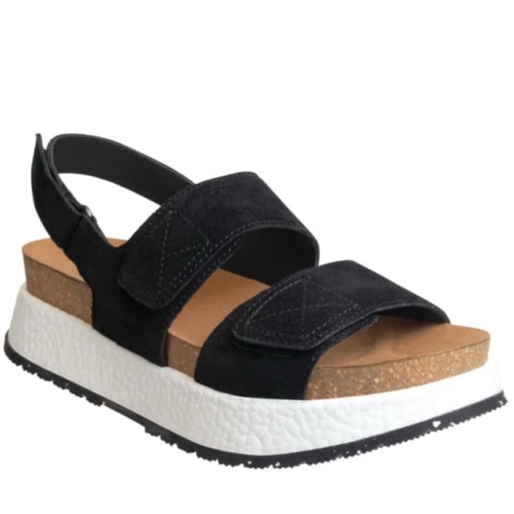 OTBT Wandering Platform Sandal Black Suede Leather Hook & Loop Women’s Sz 9 New